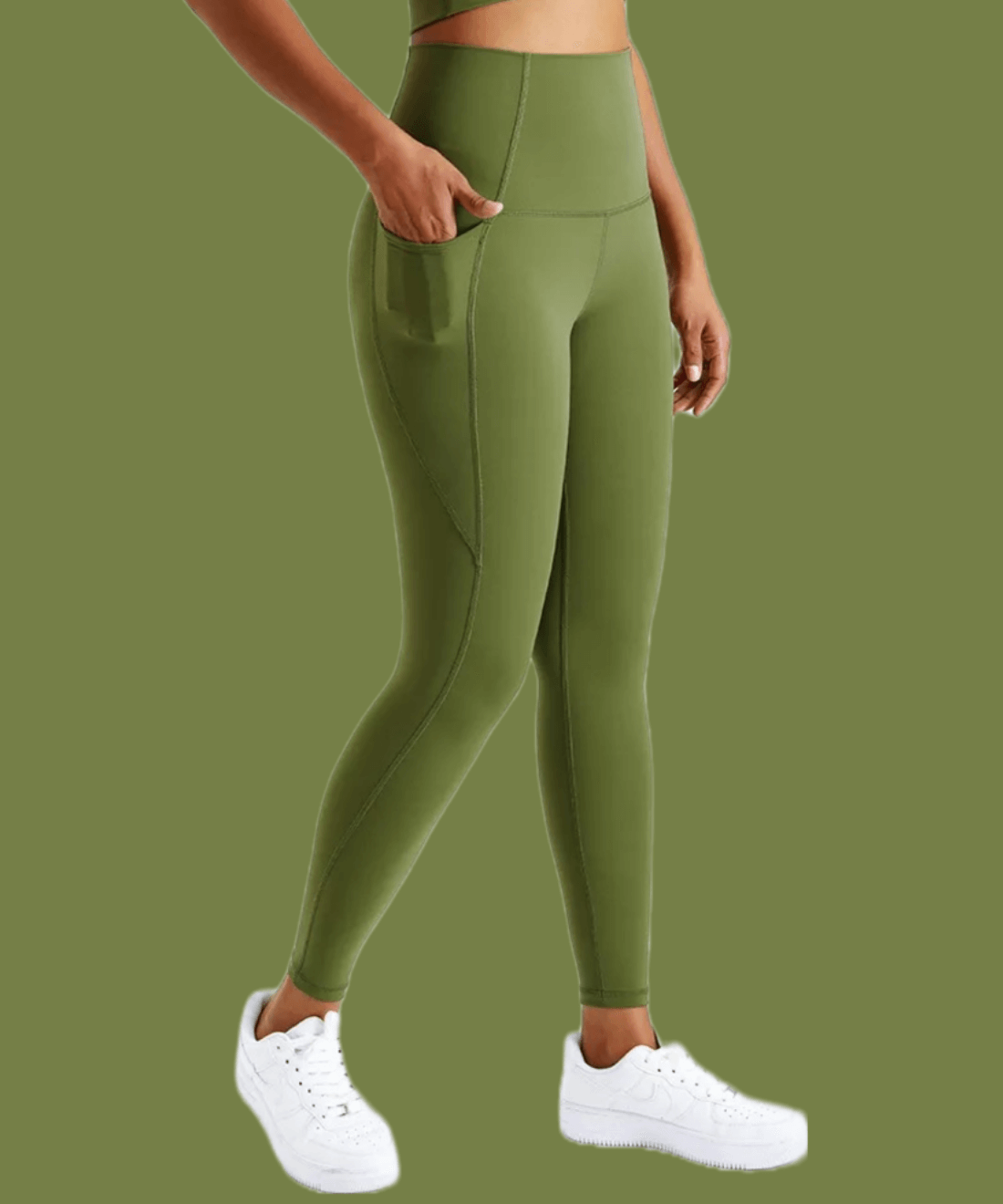 Soft Surroundings Olive Green Moto Zipper Pocket Thigh Leggings